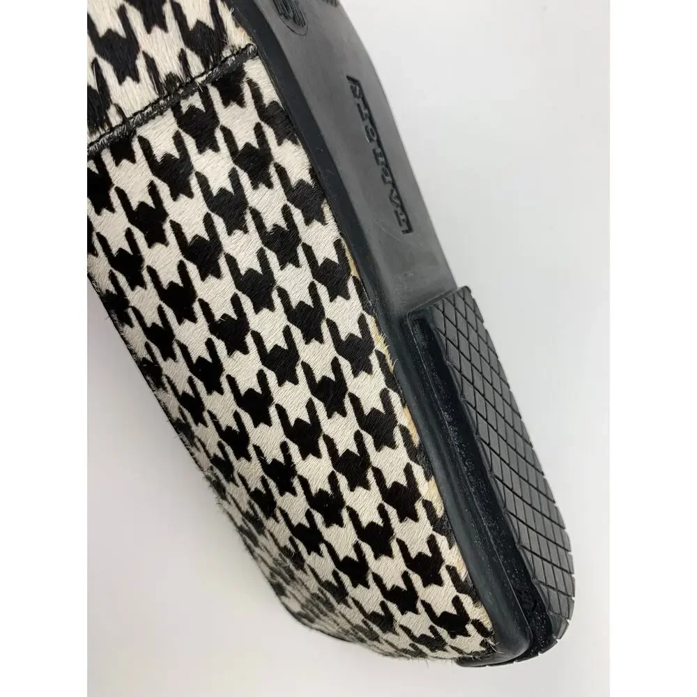Talbots Flats Black White Houndstooth Calf Hair Tassel Fringe Shoes Women's 10